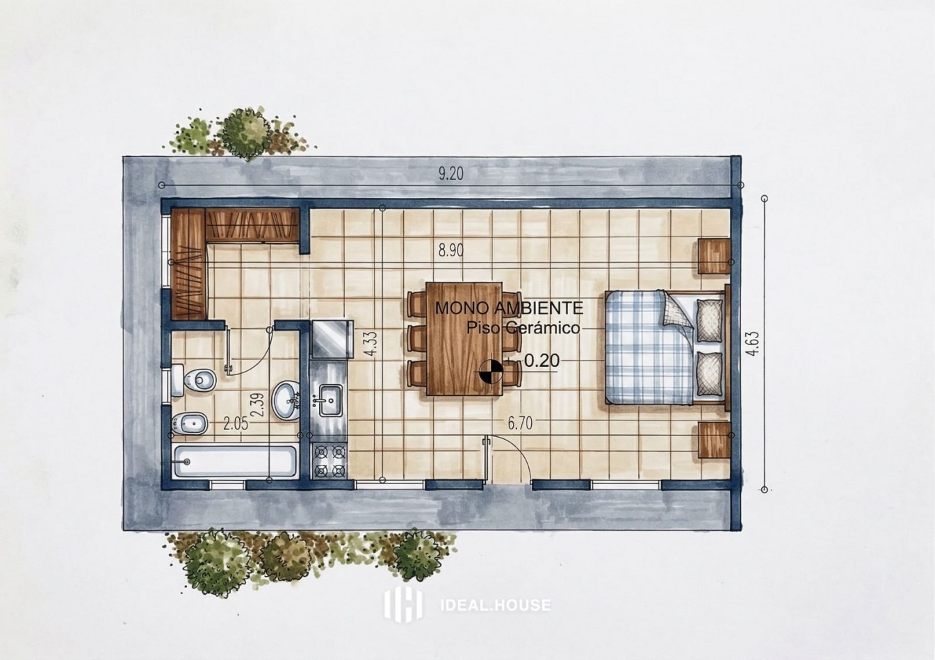 CASA TIPO MONOAMBIENTE A ESTRENAR, RECREO