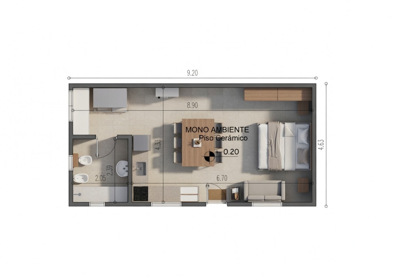 CASA TIPO MONOAMBIENTE A ESTRENAR, RECREO